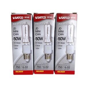 NEW SATCO S3162 Halogen JD Mini Can 50W E11 Clear 120V 3 Pack Light Bulbs